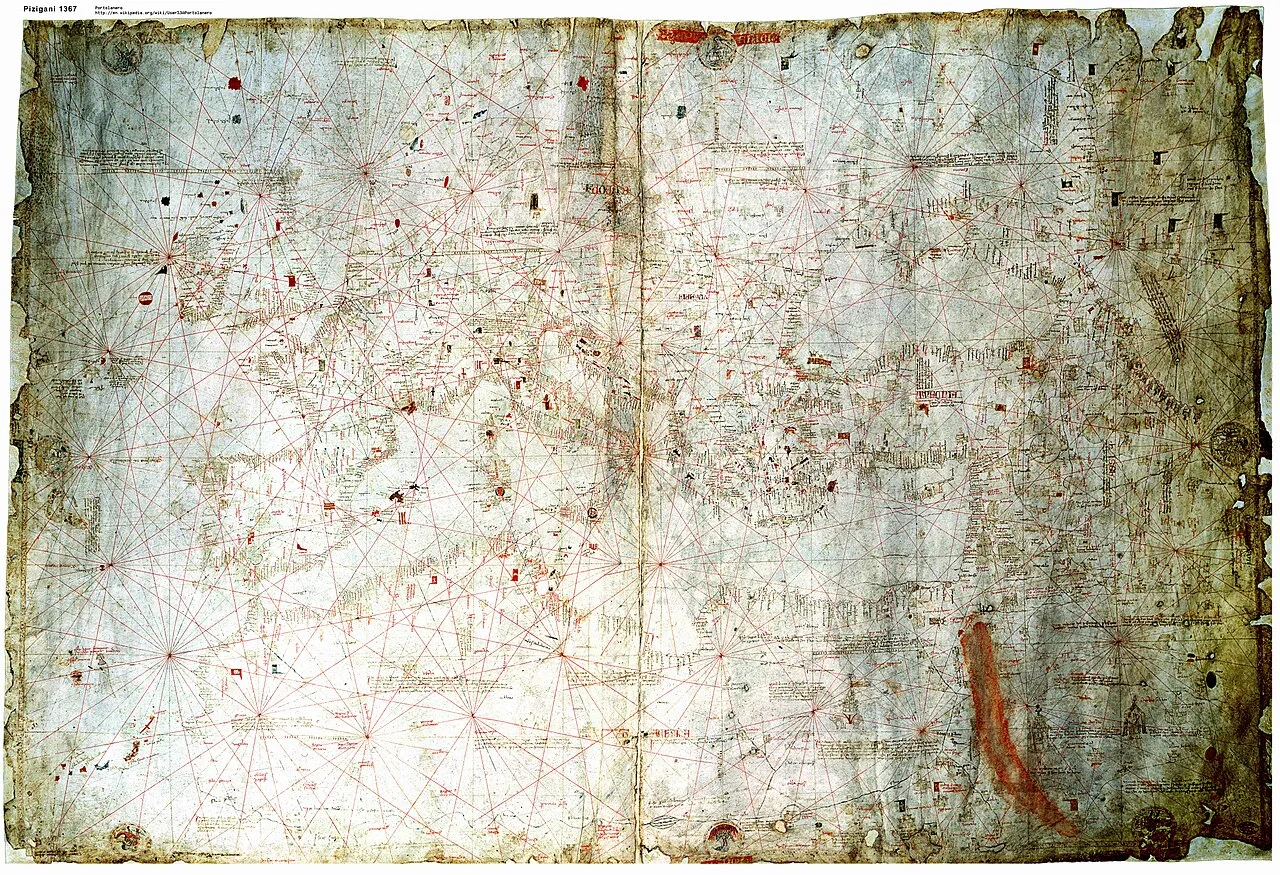 Полная морская карта братьев Пиццигани (1367)